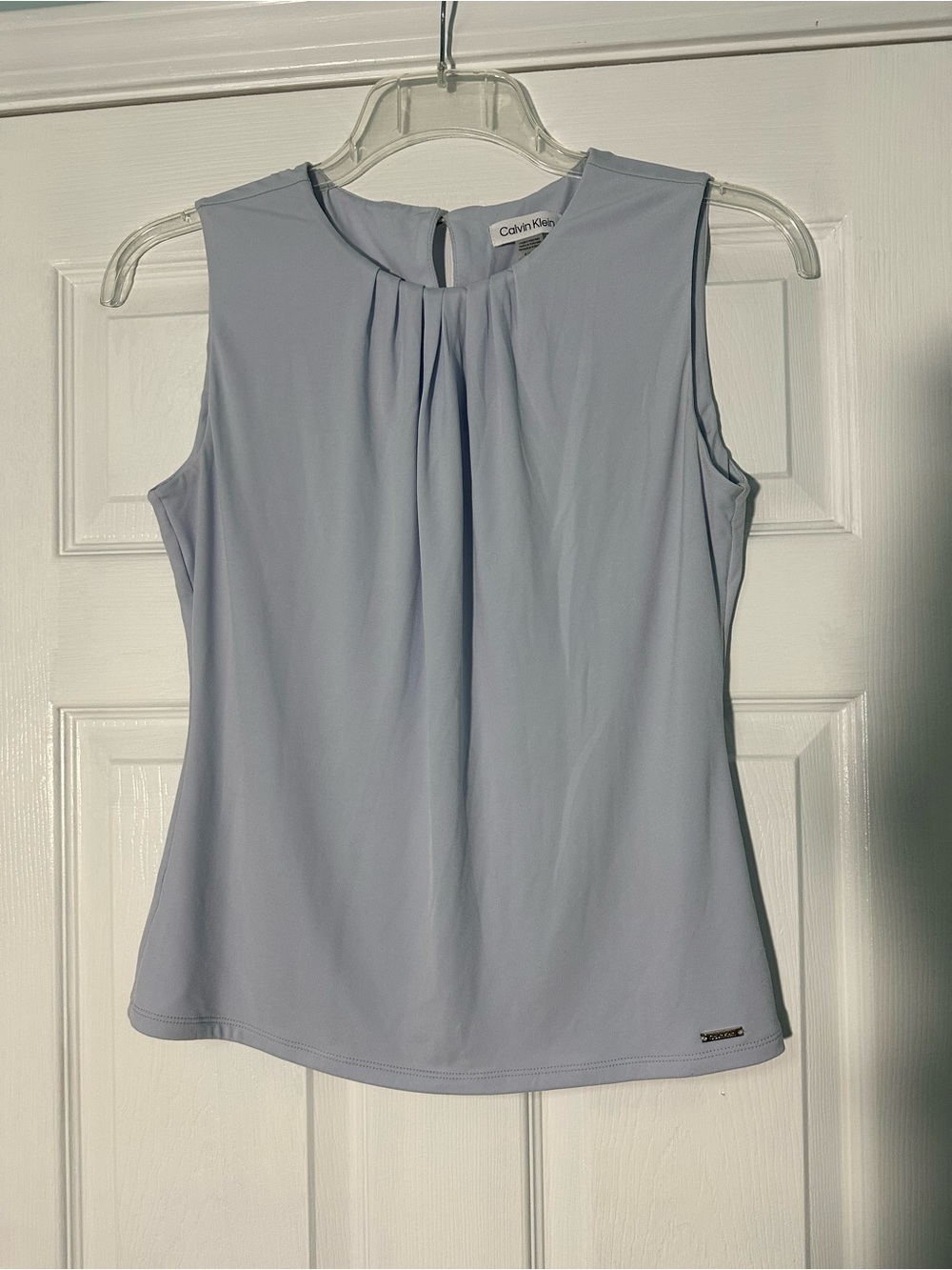 Calvin Klein Pale Blue Sleeveless Pleated Neck Camisole